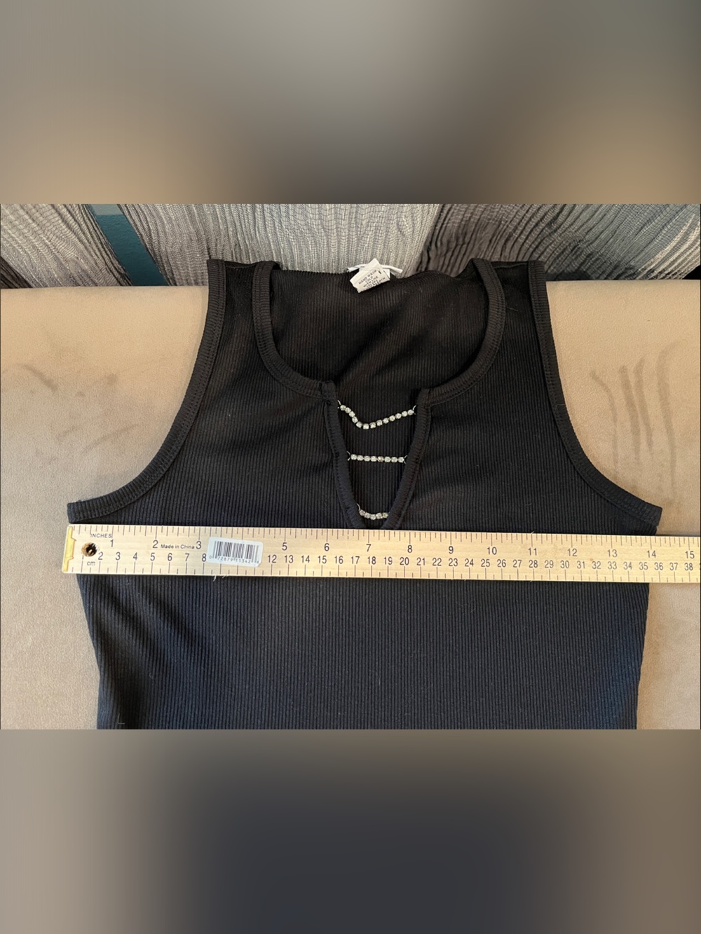 rue21 Black Ribbed Tank with Rhinestone Ladder Detail - Picture 4 of 4